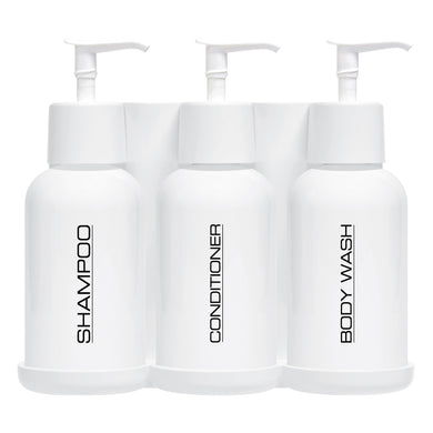 EcoEclipse Shower Dispenser, White Unbranded Bottles / White Bracket