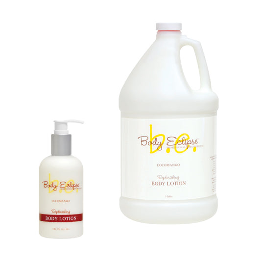 Body Eclipse Spa Lotion, Cocomango, 8 oz bottle and gallon bottle