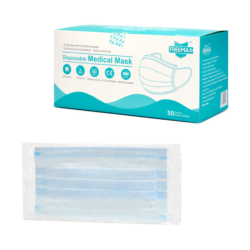 Disposable 3-Layer Face Mask (Individually Wrapped, 50/box)