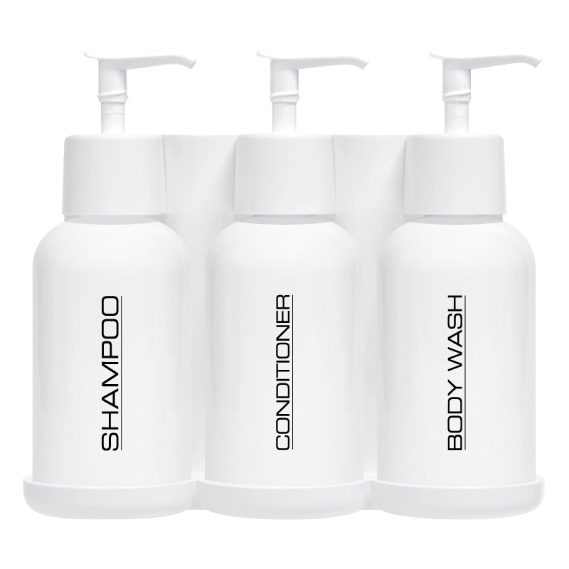 EcoEclipse Shower Dispenser, White Unbranded Bottles / White Bracket